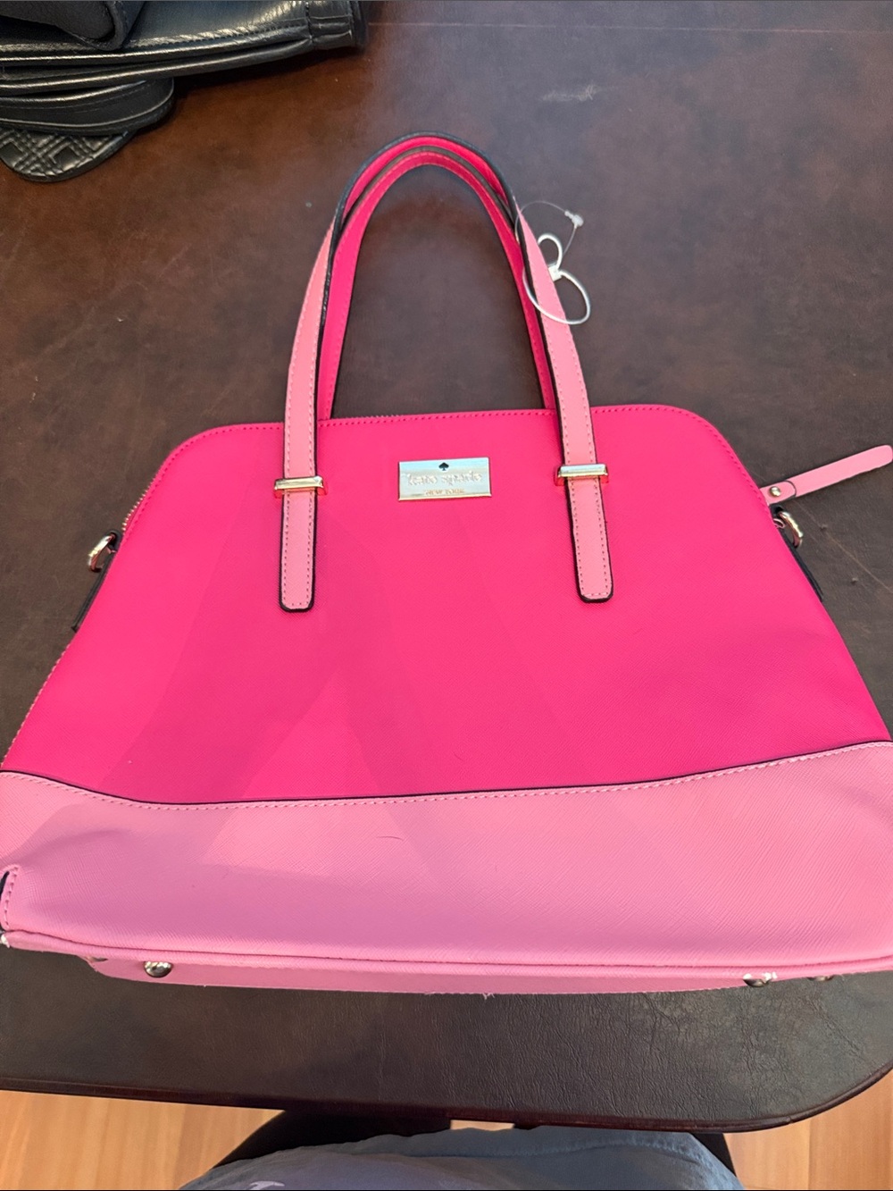 Source Unknown Two-Tone Hot Pink and Light Pink Tote